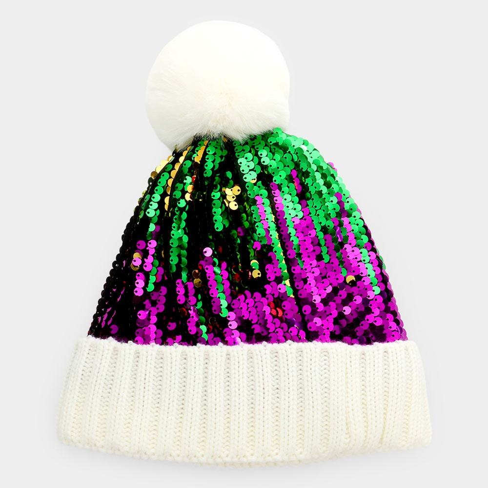 Mardi Gras Sequin Beanie